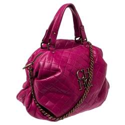 Pre Owned Carolina Herrera Fuchsia Quilted Leather Bowler Bag