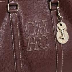 Pre Owned Carolina Herrera Brown Pebbled Leather Matteo Tote