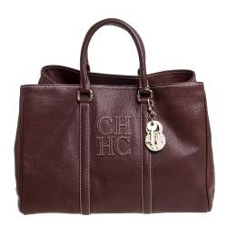 Pre Owned Carolina Herrera Brown Pebbled Leather Matteo Tote