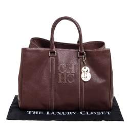 Pre Owned Carolina Herrera Brown Pebbled Leather Matteo Tote