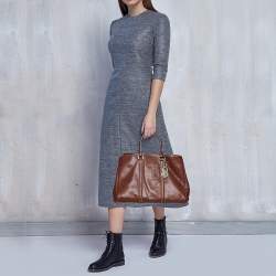 Pre Owned Carolina Herrera Brown Pebbled Leather Matteo Tote