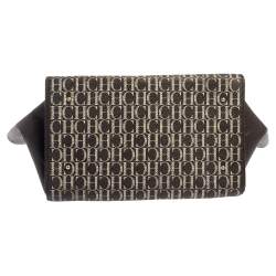 Pre Owned Carolina Herrera Brown Signature Coated Canvas Tote