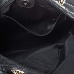 Pre Owned Carolina Herrera Black Monogram Leather Audrey Tote