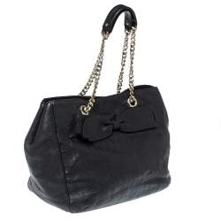 Pre Owned Carolina Herrera Black Monogram Leather Audrey Tote