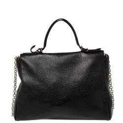 Pre Owned Carolina Herrera Black Leather Minueto Flap Bag