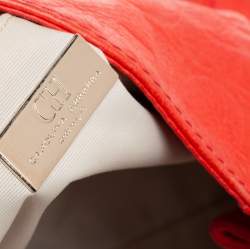 Pre Owned Carolina Herrera Orange Monogram Leather Audrey Tote