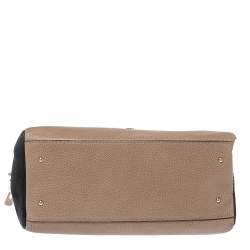 Pre Owned Carolina Herrera Black/Beige Leather Zip Tote