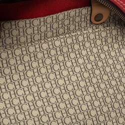 Pre Owned Carolina Herrera Red Monogram Leather Large Andy Boston Bag