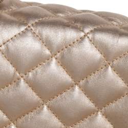 Pre Owned Carolina Herrera Metallic Gold Quilted Leather Flap Chain Shoulder Bag