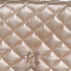 Pre Owned Carolina Herrera Metallic Gold Quilted Leather Flap Chain Shoulder Bag