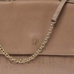 Carolina Herrera Beige Leather Minueto Top Handle Bag