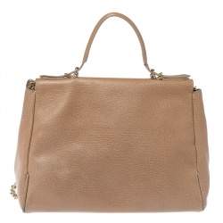 Carolina Herrera Beige Leather Minueto Top Handle Bag