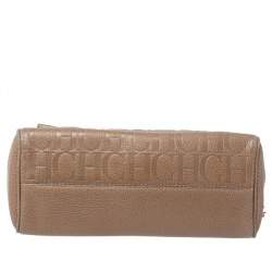 Carolina Herrera Beige Leather Minueto Top Handle Bag