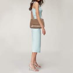 Carolina Herrera Beige Leather Minueto Top Handle Bag