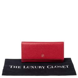 Pre Owned Carolina Herrera Red Leather Continental Wallet