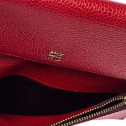 Pre Owned Carolina Herrera Red Leather Continental Wallet