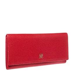 Pre Owned Carolina Herrera Red Leather Continental Wallet