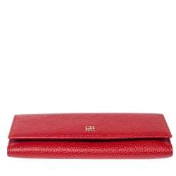 Pre Owned Carolina Herrera Red Leather Continental Wallet