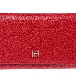 Pre Owned Carolina Herrera Red Leather Continental Wallet
