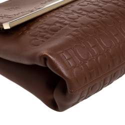 Pre Owned Carolina Herrera Brown Leather Top Handle Bag