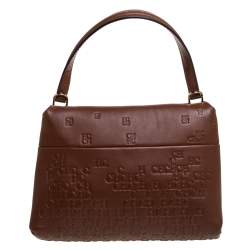 Pre Owned Carolina Herrera Brown Leather Top Handle Bag