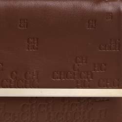 Pre Owned Carolina Herrera Brown Leather Top Handle Bag