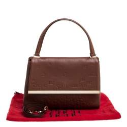 Pre Owned Carolina Herrera Brown Leather Top Handle Bag