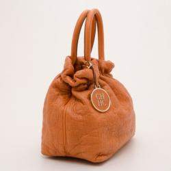 Pre Owned Carolina Herrera Orange Pleated Bag 