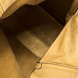 Pre Owned Carolina Herrera Gold Monogram Embossed Leather Tote