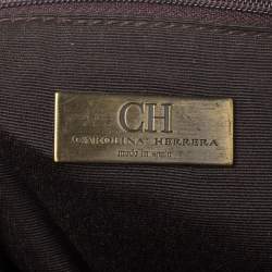 Pre Owned Carolina Herrera Beige/Brown Monogram Canvas And Leather Flap Shoulder Bag