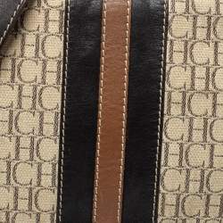 Pre Owned Carolina Herrera Beige/Brown Monogram Canvas And Leather Flap Shoulder Bag