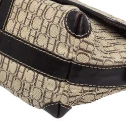 Pre Owned Carolina Herrera Beige/Brown Monogram Canvas And Leather Flap Shoulder Bag