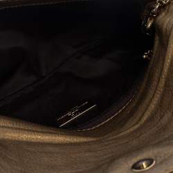 Pre Owned Carolina Herrera Gold Monogram Embossed Leather Bow Chain Clutch