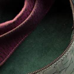 Pre Owned Carolina Herrera Dark Green Monogram Leather Andy Boston Bag