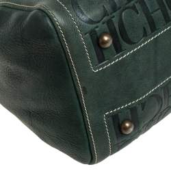 Pre Owned Carolina Herrera Dark Green Monogram Leather Andy Boston Bag