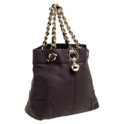 Pre Owned Carolina Herrera Brown Leather Chain Handle Tote