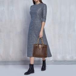 Pre Owned Carolina Herrera Brown Leather Chain Handle Tote