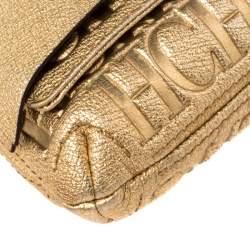 Pre Owned Carolina Herrera Gold Monogram Leather Audrey Shoulder bag