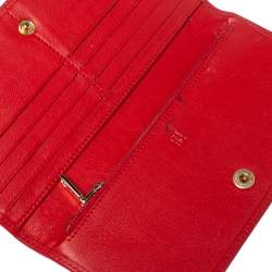 Pre Owned Carolina Herrera Preppy Red Quilted Leather Flap Wallet