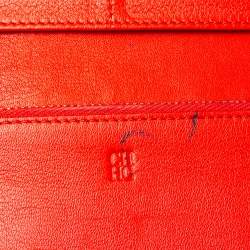 Pre Owned Carolina Herrera Preppy Red Quilted Leather Flap Wallet