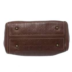 Pre Owned Carolina Herrera Brown Monogram Leather Large Andy Boston Bag