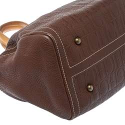 Pre Owned Carolina Herrera Brown Monogram Leather Large Andy Boston Bag