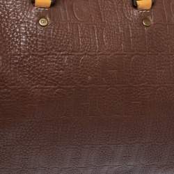 Pre Owned Carolina Herrera Brown Monogram Leather Large Andy Boston Bag