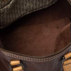 Pre Owned Carolina Herrera Brown Monogram Leather Large Andy Boston Bag