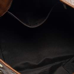 Pre Owned Carolina Herrera Brown Monogram Leather Poppy Hobo