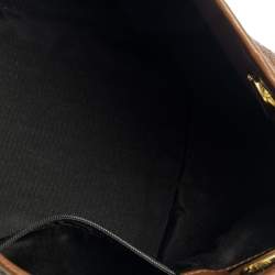 Pre Owned Carolina Herrera Brown Monogram Leather Poppy Hobo