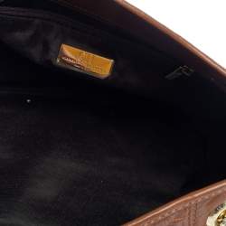Pre Owned Carolina Herrera Brown Monogram Leather Poppy Hobo