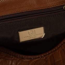 Pre Owned Carolina Herrera Brown Monogram Leather Poppy Hobo