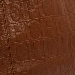 Pre Owned Carolina Herrera Brown Monogram Leather Poppy Hobo