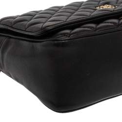Pre Owned Carolina Herrera Black Quilted Leather Flap Chain Shoulder Bag
